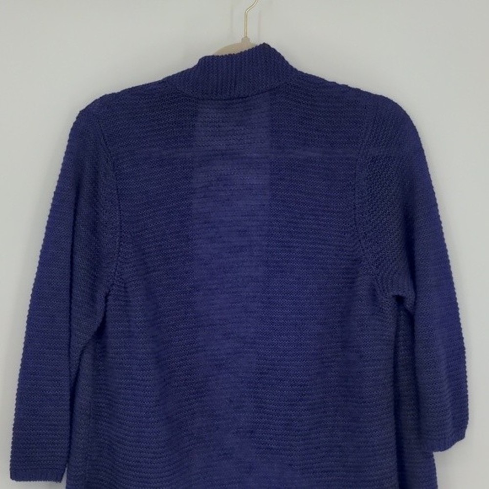 Chico's Women's Purple Linen Blend Cardigan Size Medium Open Front Short Length - Picture 9 of 12